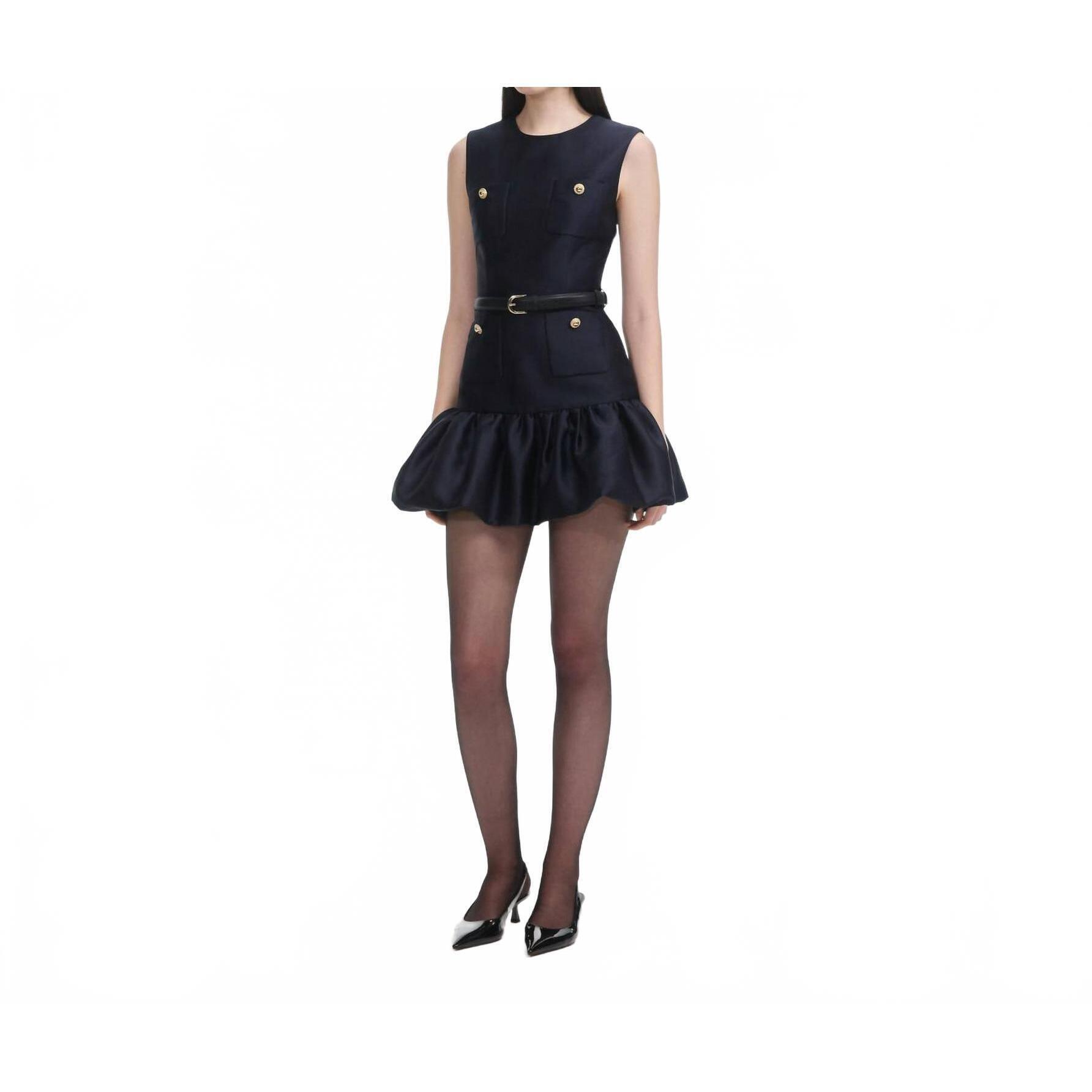 New Self-Portrait Taffeta Mini Dress In Navy